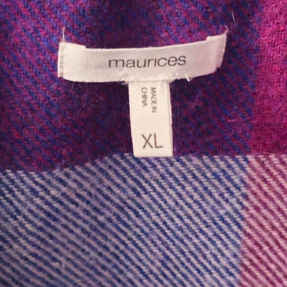 Maurices XL oversized bright violet and fuchsia pink plaid Shacket - Picture 5 of 9